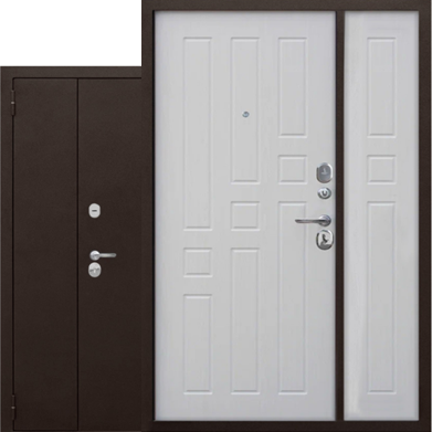 Входная дверь Ferroni 7 см Гарда Антик медь/ Ясень белый 1200 Левое