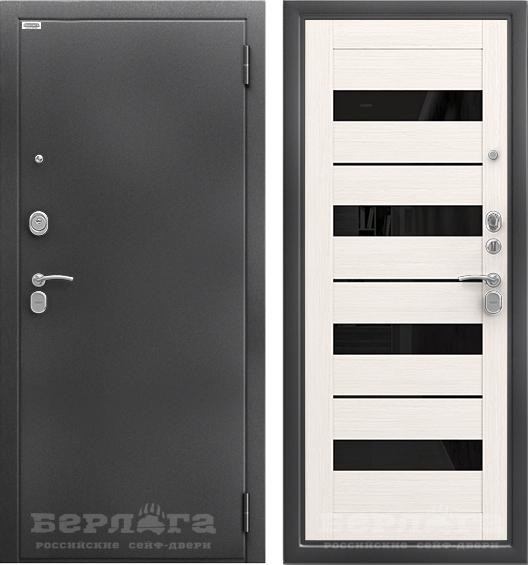 Входная дверь Берлога Тринити Нова Милана Антик серебро/ Лиственница белая/ Черный лакобель 870х2060 Левое