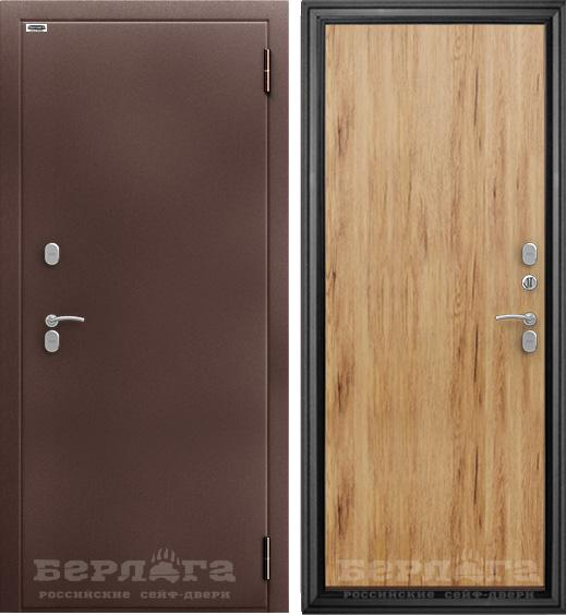 Входная дверь с терморазрывом Берлога Термо Рустик 3К Антик медь/ Рустик соломенный 870х2050 Левое