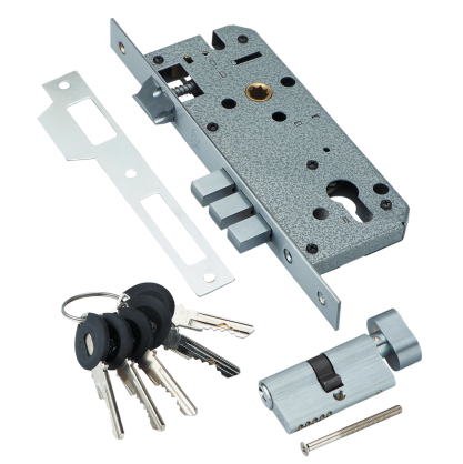 Замок под цилиндр металлический Adden Bau LOCK 4585 5-60B D  PC Хром