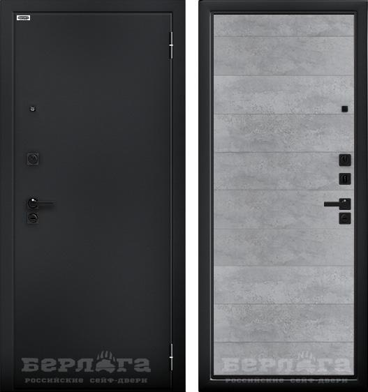 Входная дверь Берлога Ультра Лайн Букле черный/ Бетон светлый 870х2060 Левое
