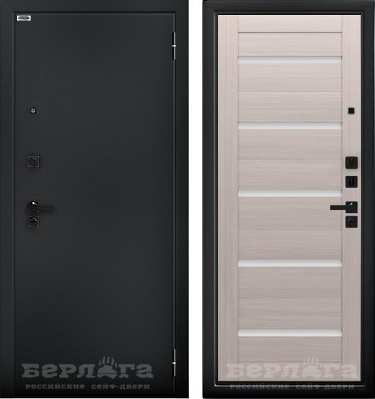 Входная дверь Берлога Ультра Александра Букле черный/ Буксус/ Белый лакобель 870х2060 Левое