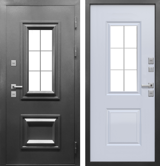 Входная дверь с терморазрывом Ferroni 11 см Протерма ЗD Стеклопакет Графит/ Белый 860х2050 Левое