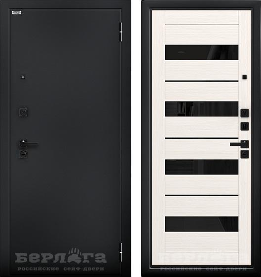 Входная дверь Берлога Ультра Милана Букле черный/ Лиственница белая/ Черный лакобель 870х2060 Левое