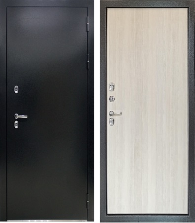 Входная дверь с терморазрывом Optimum Термо Темное серебро/ Беленый дуб 850х2050 Левое