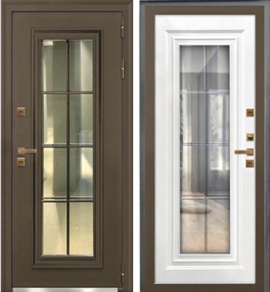 Входная дверь с терморазрывом Страж Милтон Норд 3К Муар меланж тобако/ Милтон бьянко 860х2050 Левое