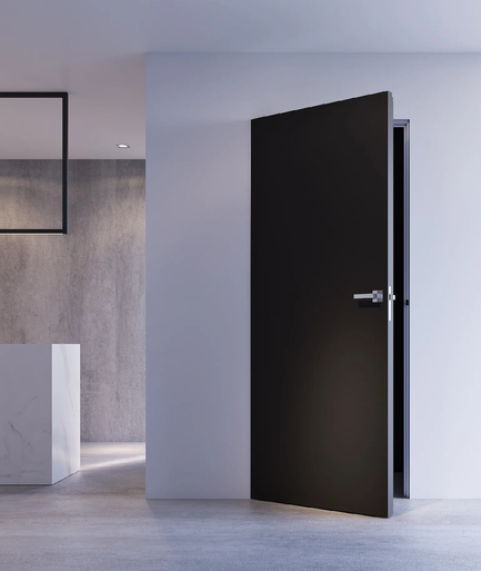 Скрытая дверь INVISIBLE ПВХ базовый цвет алюм.кромка черная  900х2000