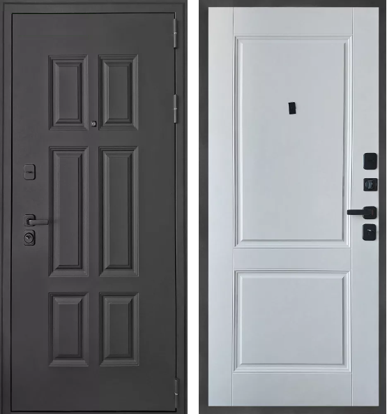 Входная дверь Страж 3К Бруклин Черный муар с блестками/ Белый 860х2050 Правое