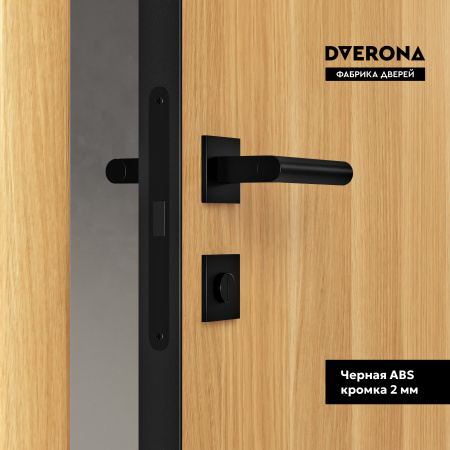 Межкомнатная дверь DVERONA Флэт CPL Дуб Нордик./ ABS черная 800х2000