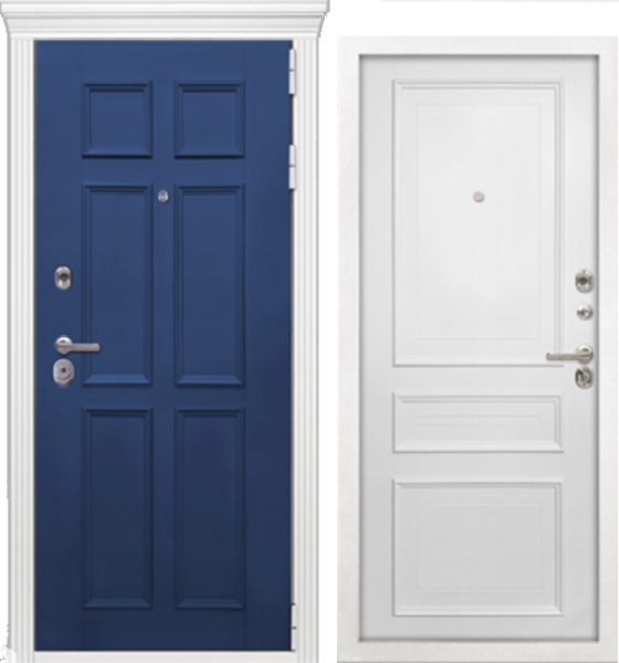 Входная дверь Страж Барцано РЖ Темно-синий/ Белый 860х2050 Левое