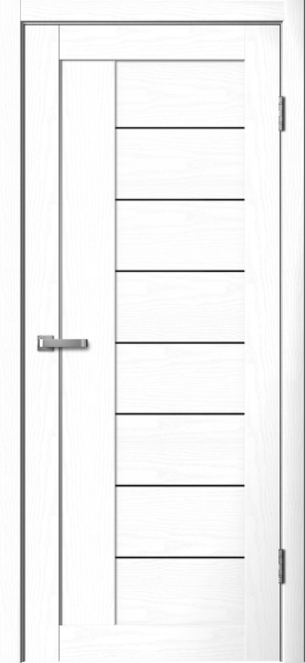 Межкомнатная дверь FlyDoors 201 ДО Ясень белый/ Черный лакобель 900х2000