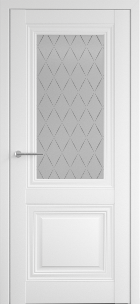 Межкомнатная дверь Albero Спарта-2 ДО Белый/ Мателюкс рис."Лорд серое" 600х2000