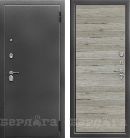 Входная дверь Берлога Тринити Нова Лайн Антик серебро/ Дуб бежевый горизонт 870х2060 Левое