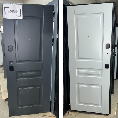 Входная дверь Мастер Сталь АМПИР Серый эмалит/ Белый эмалит 860х2050 Левое