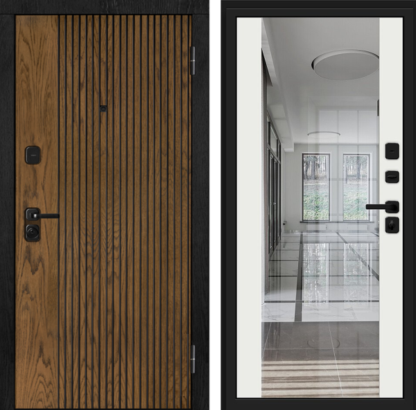 Входная дверь KOVA Рэя Орех/ Силк сноу 860х2050 Левое