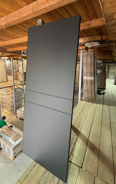 Межкомнатная дверь FlyDoors MATRIX 52 AB Дарк Грей/ кромка Алюм.черная с 4-х сторон 900х2000 (Защелка магнит. WC)