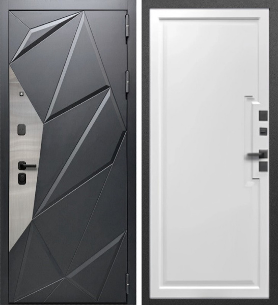 Входная дверь URBAN Призма 3D Черный эксимер/ Грей шагрень 860х2050 Левое