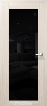 Межкомнатная дверь DVERONA Сингл Снежная лиственница/ Черный лакобель 800х2000