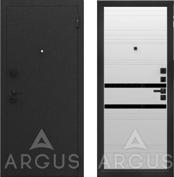 Входная дверь Argus ДА 92 (промо) Ювентус Black Style Черный шелк/ Вельвет белый/ Черный лакобель 870х2060 Левое