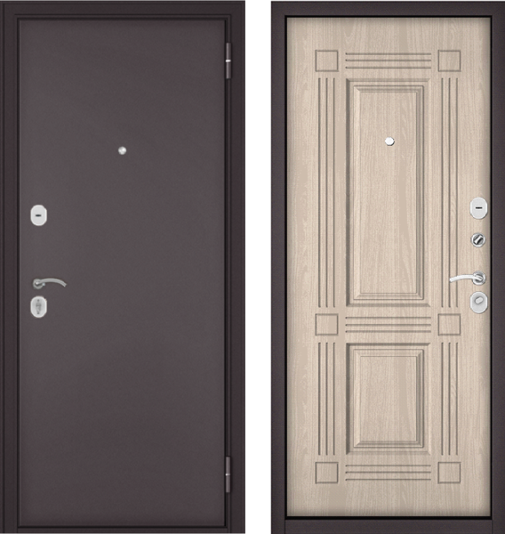 Входная дверь Мастино Home Eco Букле шоколад/ Ясень ривьера крем Е-104 860х2050 Левое