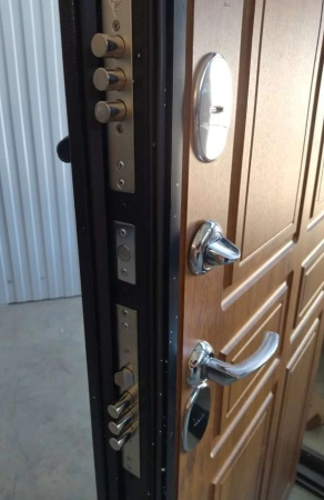 Входная дверь с терморазрывом Промет Термо Норд Антик медь/ Золотистый дуб 880х2050 Правое