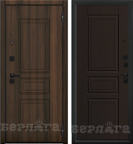 Входная дверь Берлога Ультра "Гаральд" Коньяк статус/ "Гаральд" Венге тисненный 870х2060 Левое