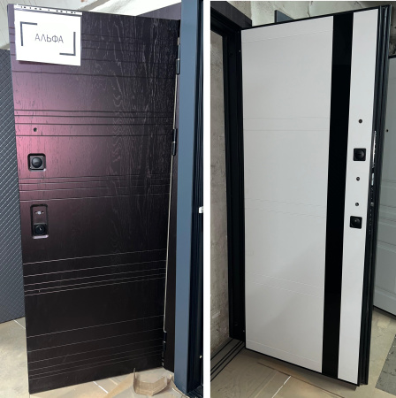 Входная дверь Мастер Сталь АЛЬФА Горький шоколад/ Белый 880х2050 Левое