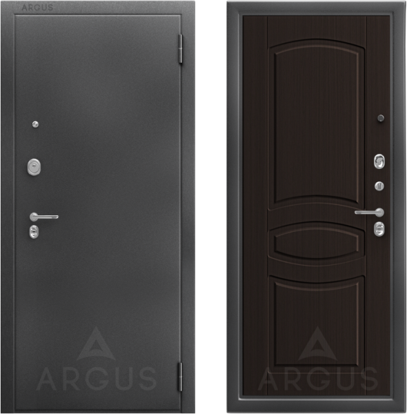 Входная дверь Argus ДА 64 Монако Антик серебро/ Венге тисненный 870х2050 Левое