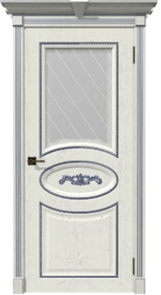 Межкомнатная дверь Дубрава Сибирь Валенсия ДО Белый ясень пат.серебро/ Сатин 900х2000