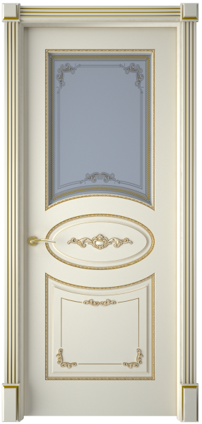 Межкомнатная дверь InterneDoors Амелия ДО Слоновая кость/ патина золото/ Белое матовое 600х2000