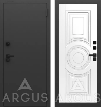 Входная дверь с терморазрывом Argus Тепло LE Муар графит 7021 Магадиш Ясень белый 970х2050 Левое