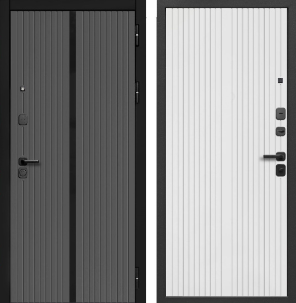 Входная дверь Ferroni 9 см МДФ/МДФ Лакобель линии Графит/ Эмалит белый 860х2050 Левое
