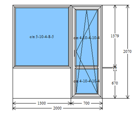 Балконный блок ПВХ EXPROF PRONA 60/ 2070х2000