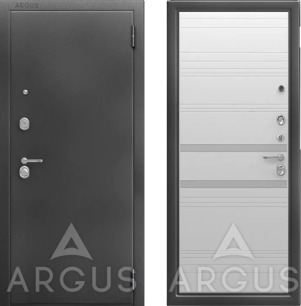 Входная дверь Argus ДА 95 Ювентус Антик серебро/ Вельвет белый/ Белое матовое 970х2060 Левое