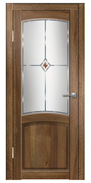 Межкомнатная дверь Дверная линия Румба ДО Барон темный/ Сатинато художественное 600х2000