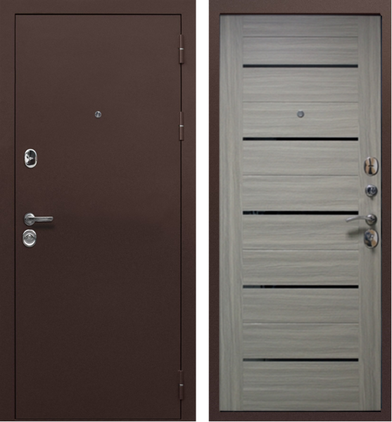 Входная дверь Optimum Триумф царга Медный антик/ Грей 960х2050 Левое