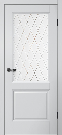 Межкомнатная дверь FlyDoors M 93 ДО Эмалит  Серебристый/ Сатинато художественное  900х2000