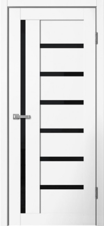 Межкомнатная дверь FlyDoors B4 ДО  Ясень белый/ Черный лакобель  900х2000
