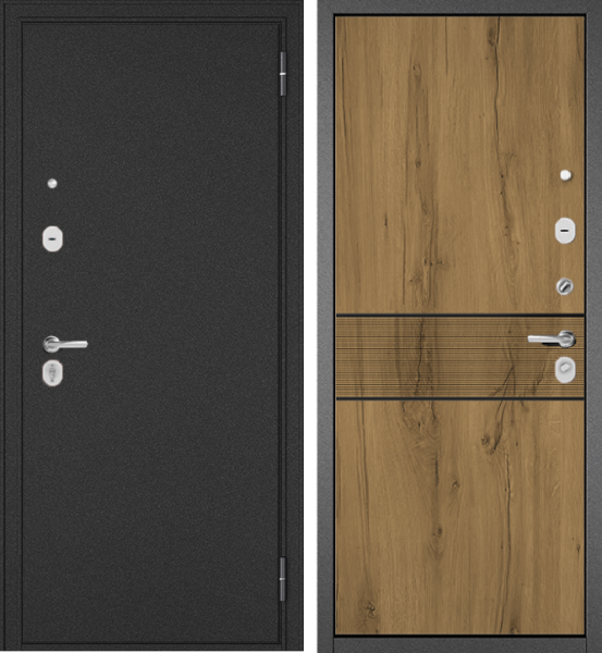 Входная дверь Мастино Trust Eco Букле антрацит/ Дуб галифакс медовый 9E-183 960х2050 Левое