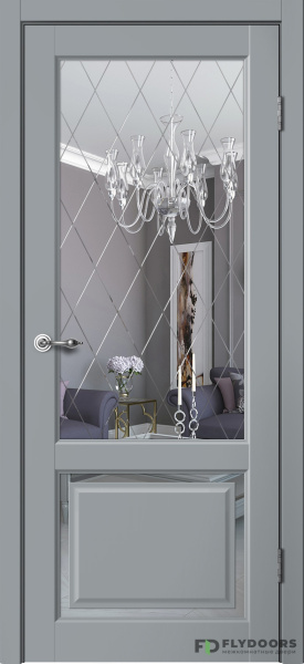 Межкомнатная дверь FlyDoors E03 Эмалит Серый/ Зеркало 900х2000