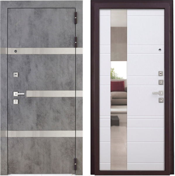 Входная дверь FUTURE  Бетон темный/ Белый 860х2050 Левое