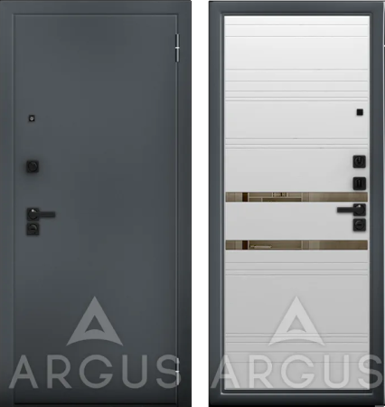 Входная дверь Argus ДА 65 Ювентус Black Style Букле графит/ Вельвет белый 870х2050 Правое