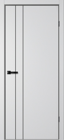 Межкомнатная дверь FlyDoors MATRIX 58 AB Эмалит  Серебристый/ кромка черная  600х2000 (Защелка магнит. WC)