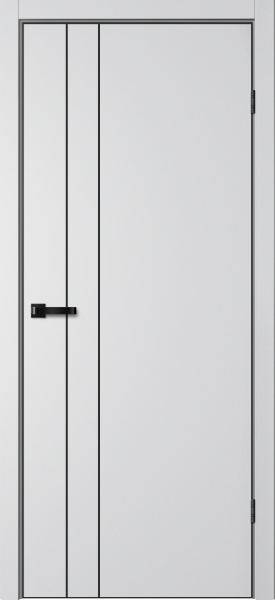 Межкомнатная дверь FlyDoors MATRIX 58 AB Эмалит Серебристый/ кромка Алюм.черная с 4-х сторон 900х2000 (Защелка магнит. WC)