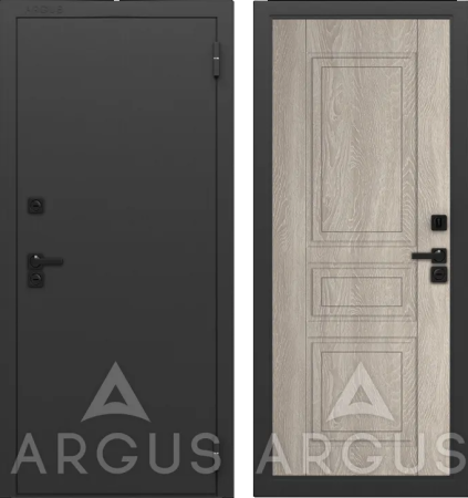 Входная дверь с терморазрывом Argus Тепло LE Муар графит 7021 Гаральд Дуб грей 870х2050 Левое