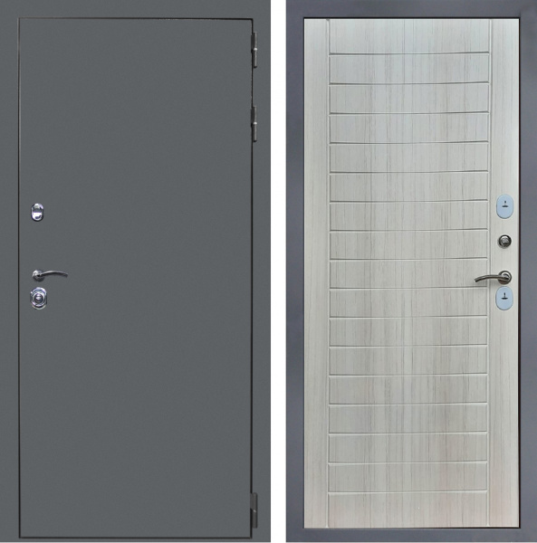 Входная дверь с терморазрывом Дверной континент Термаль Комфорт Графит RAL 7024/ Сандал белый 860х2050 Левое