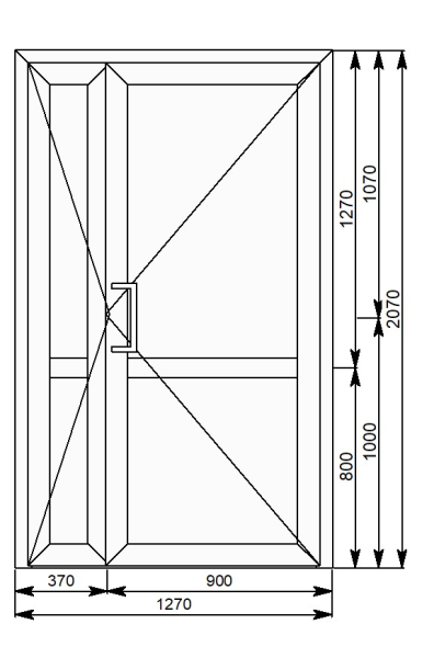 Дверь алюминиевая TATPROF 45/ 2070х1270 сэндвич