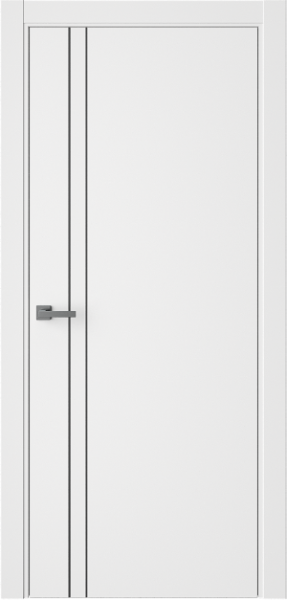 Межкомнатная дверь WestStyle Лайнинг 2 Emlayer белый/ кромка ABS белая, молдинг черный 600х2000