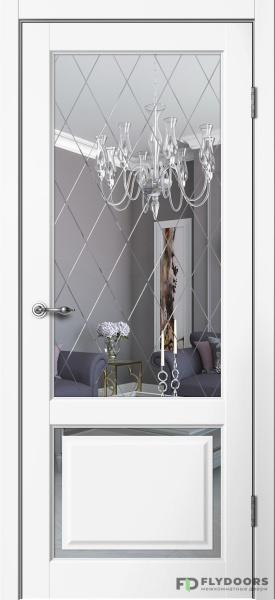 Межкомнатная дверь FlyDoors E03 Эмалит Белый/ Зеркало 600х2000