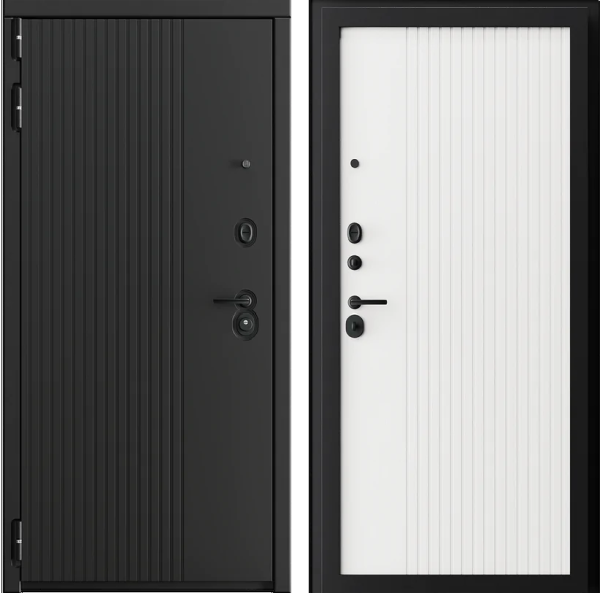 Входная дверь Флагман 44 Черный кварц/ Белое дерево 860х2050 Левое